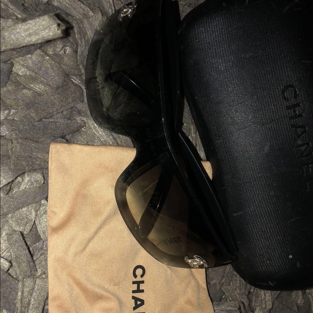 Black Chanel Sunglasses great coverage dark lens